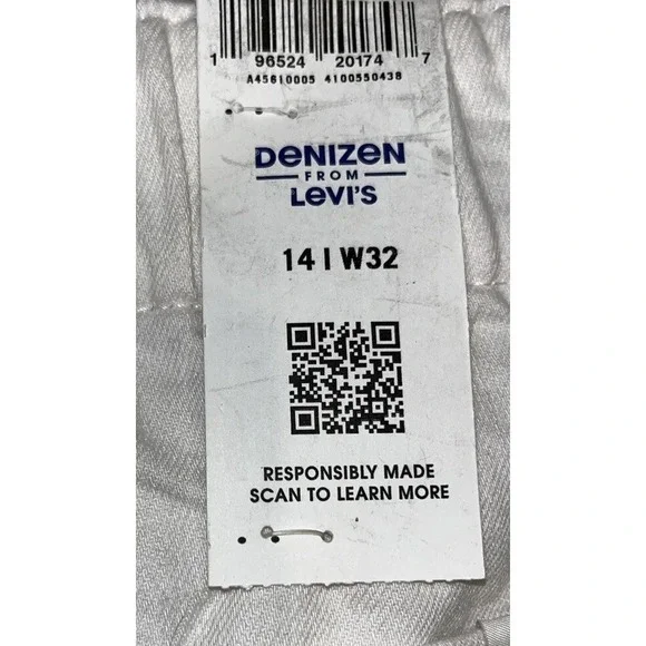 New White Levi's Denizen Womens High Loose A-line Shorts Size 14 - Picture 5 of 6